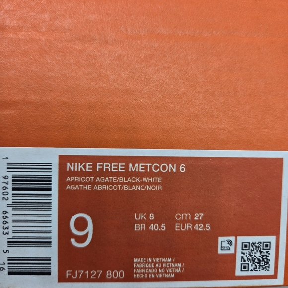 New Nike Free Metcon 6 'Apricot Agate' Men's Workout Shoes Size 9 - Picture 8 of 8